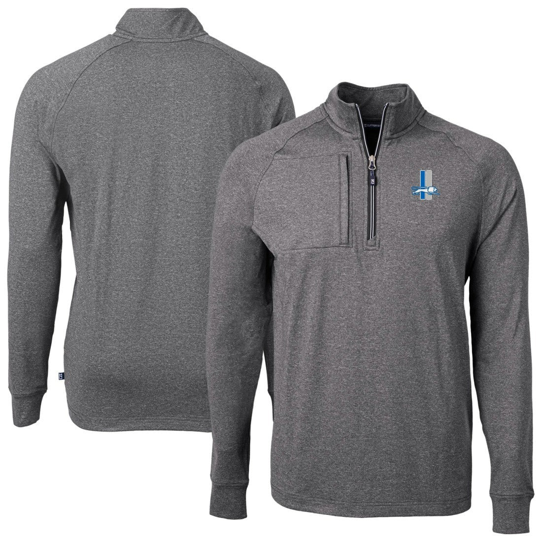 Detroit Lions Cutter & Buck Big & Tall Adapt Eco Raglan Quarter-Zip Jacket Heather Black - NFL
