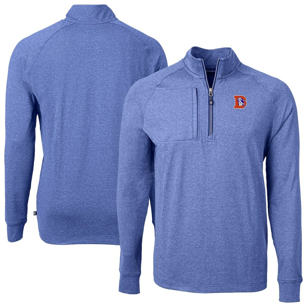 Denver Broncos Cutter & Buck Big & Tall Adapt Eco Raglan Quarter-Zip Jacket Heather Royal - NFL