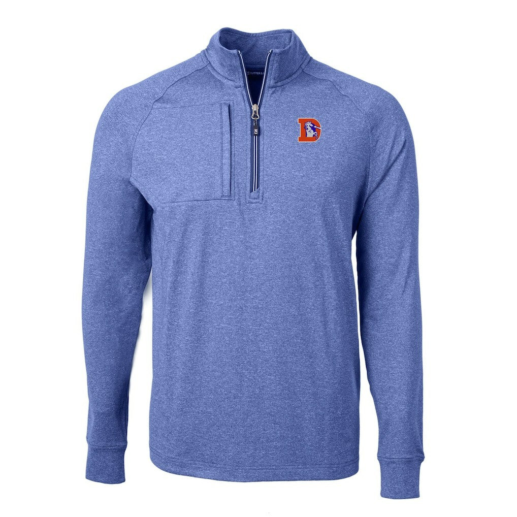 Denver Broncos Cutter & Buck Big & Tall Adapt Eco Raglan Quarter-Zip Jacket Heather Royal - NFL