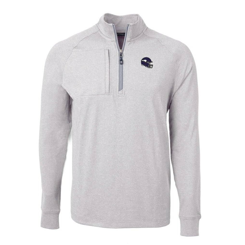 Minnesota Vikings Cutter & Buck Big & Tall Adapt Eco Raglan Quarter-Zip Jacket Heather Gray - NFL