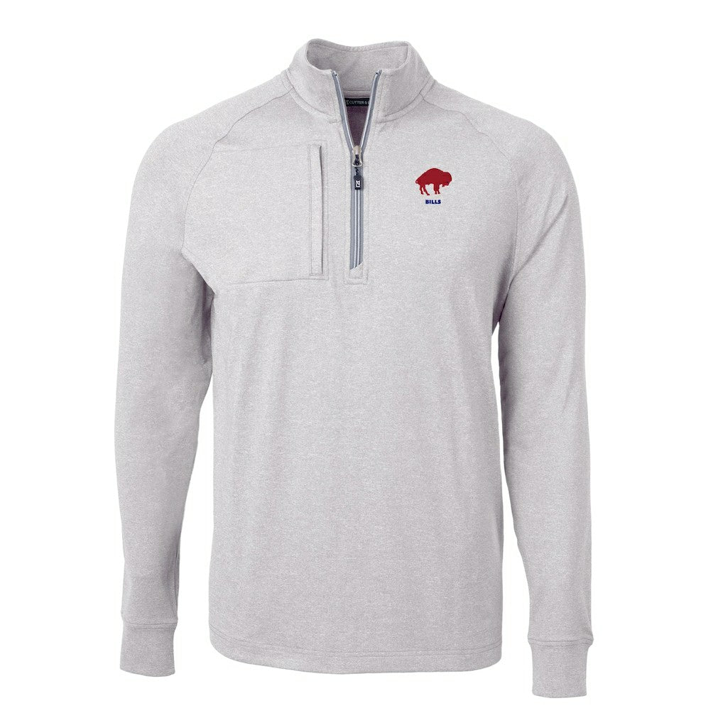 Buffalo Bills Cutter & Buck Big & Tall Adapt Eco Raglan Quarter-Zip Jacket Heather Gray - NFL