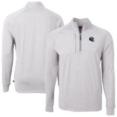 New York Giants Cutter & Buck Big & Tall Adapt Eco Raglan Quarter-Zip Jacket Heather Gray - NFL