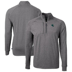 Philadelphia Eagles Cutter & Buck Big & Tall Adapt Eco Raglan Quarter-Zip Jacket Heather Black - NFL