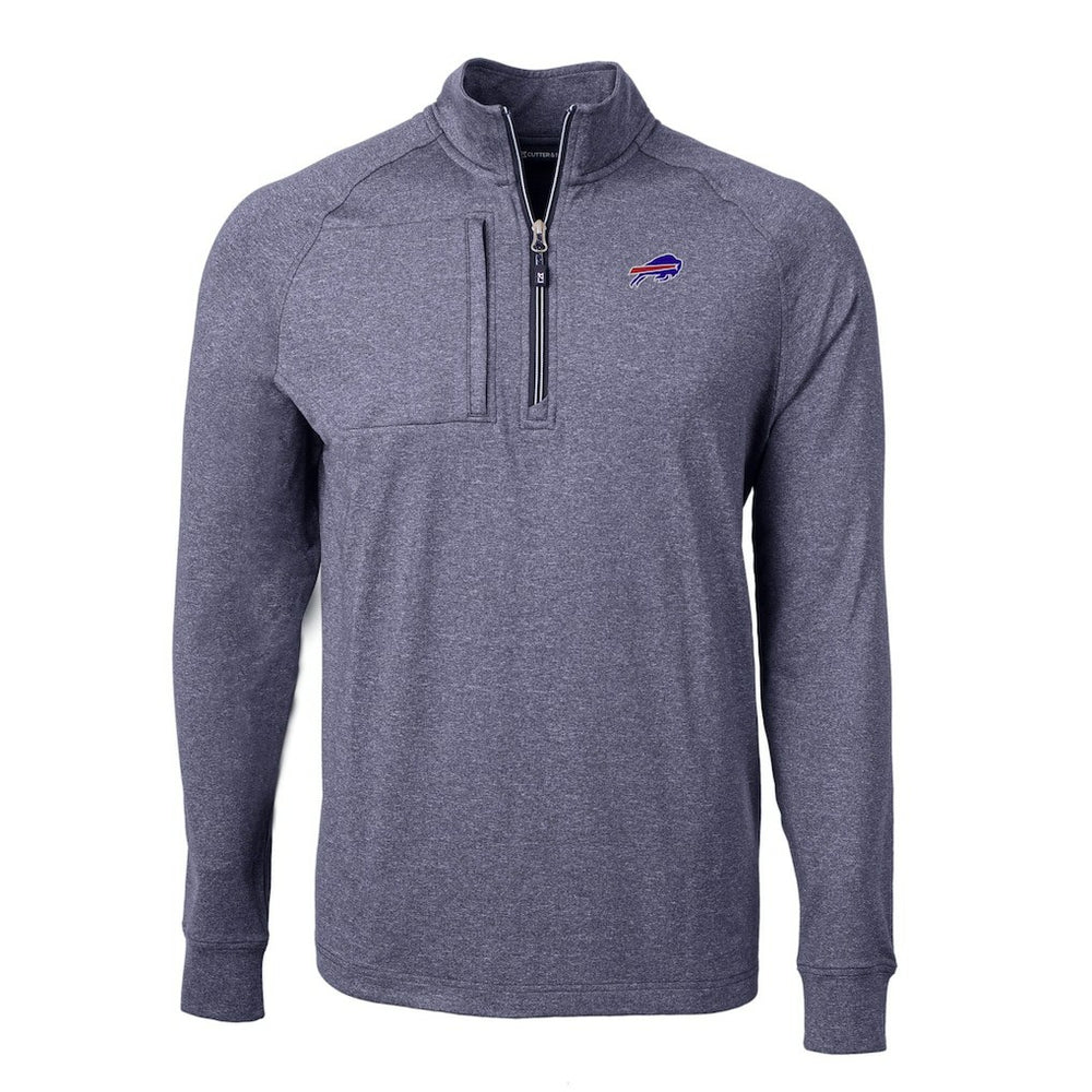Buffalo Bills Cutter & Buck Big & Tall Adapt Eco Raglan Quarter-Zip Jacket Heather Navy - NFL