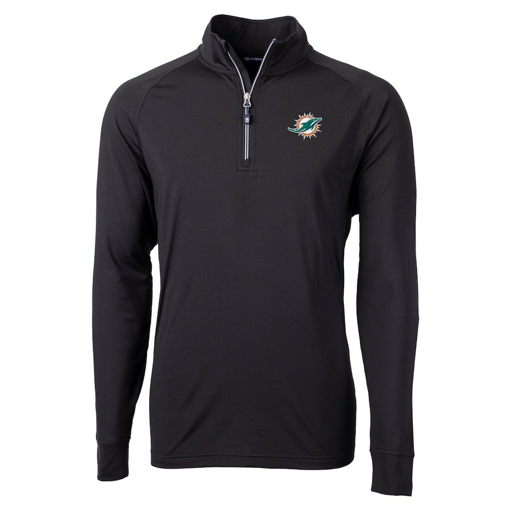 Miami Dolphins Cutter & Buck Big & Tall Adapt Eco DryTec Raglan Quarter-Zip Jacket Black - NFL