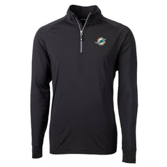 Miami Dolphins Cutter & Buck Big & Tall Adapt Eco DryTec Raglan Quarter-Zip Jacket Black - NFL