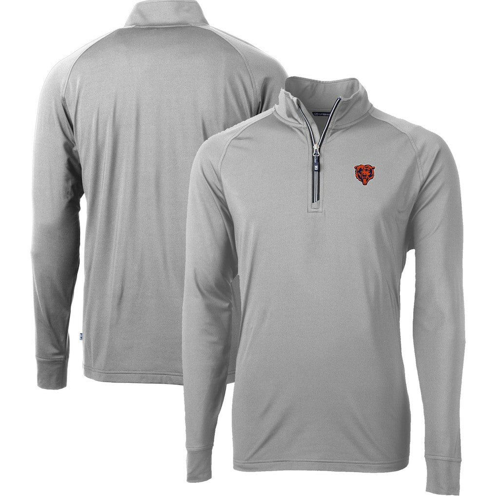 Chicago Bears Cutter & Buck Big & Tall Adapt Eco DryTec Raglan Quarter-Zip Jacket Gray - NFL