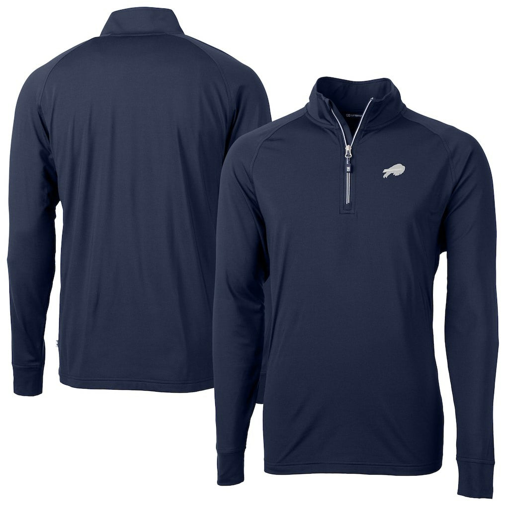 Buffalo Bills Cutter & Buck Big & Tall Adapt Eco DryTec Raglan Quarter-Zip Jacket Navy - NFL