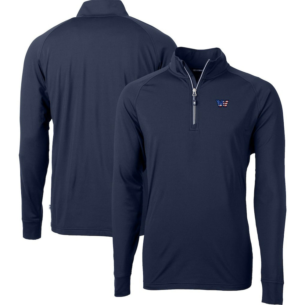 Washington Commanders Cutter & Buck Big & Tall Americana Adapt Eco DryTec Raglan Quarter-Zip Jacket Navy - NFL