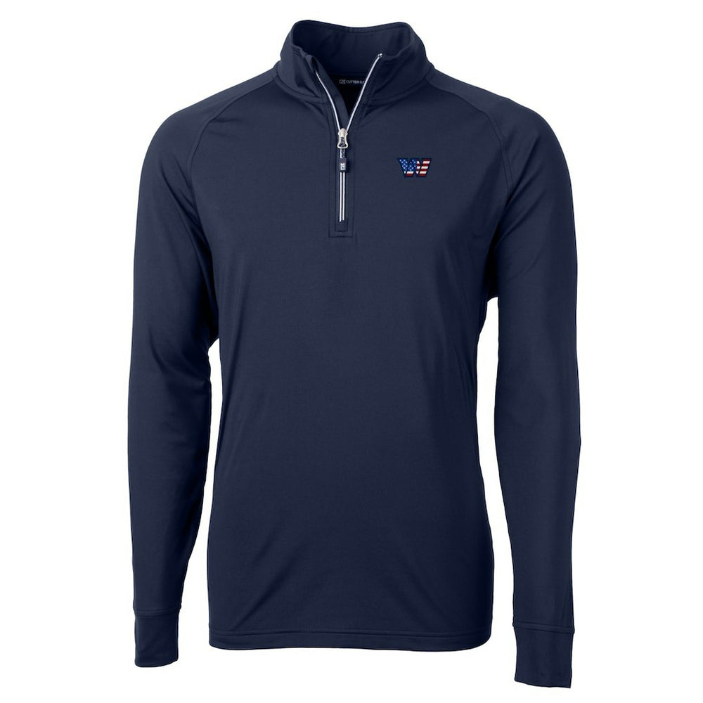 Washington Commanders Cutter & Buck Big & Tall Americana Adapt Eco DryTec Raglan Quarter-Zip Jacket Navy - NFL