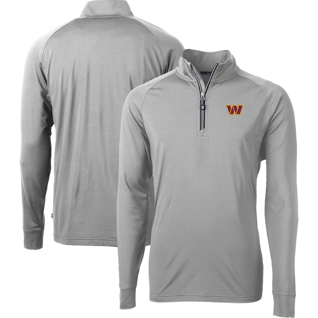 Washington Commanders Cutter & Buck Big & Tall Adapt Eco DryTec Raglan Quarter-Zip Jacket Gray - NFL