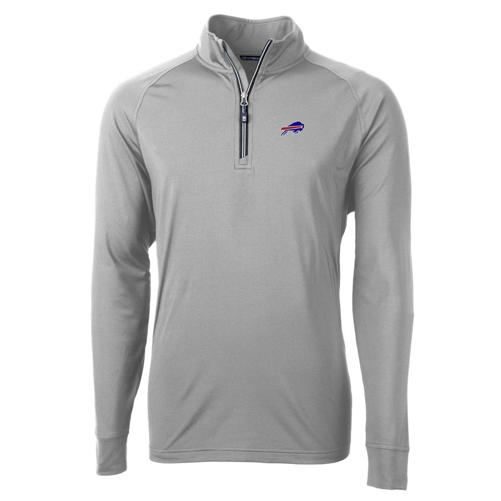 Buffalo Bills Cutter & Buck Big & Tall Adapt Eco DryTec Raglan Quarter-Zip Jacket Gray - NFL