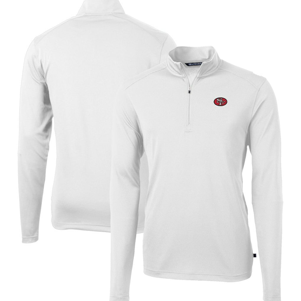 San Francisco 49ers Cutter & Buck Big & Tall Virtue Eco Pique Quarter-Zip Jacket White - NFL
