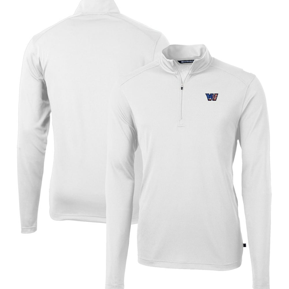 Washington Commanders Cutter & Buck Big & Tall Americana Virtue Eco Pique Quarter-Zip Jacket White - NFL