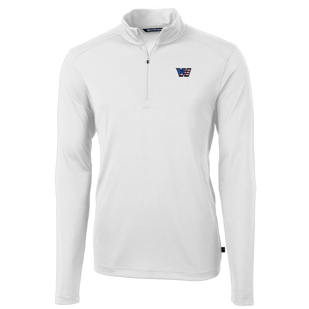 Washington Commanders Cutter & Buck Big & Tall Americana Virtue Eco Pique Quarter-Zip Jacket White - NFL