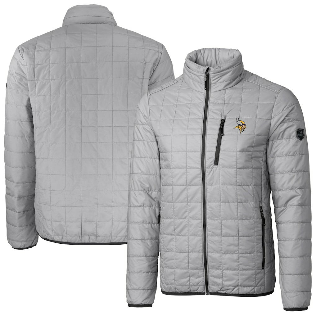 Minnesota Vikings Cutter & Buck Big & Tall Rainier PrimaLoft Eco Insulated Full-Zip Hoodie Puffer Jacket Gray - NFL