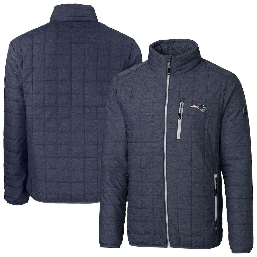 New England Patriots Cutter & Buck Big & Tall Rainier PrimaLoft Eco Insulated Full-Zip Hoodie Puffer Jacket Navy - NFL