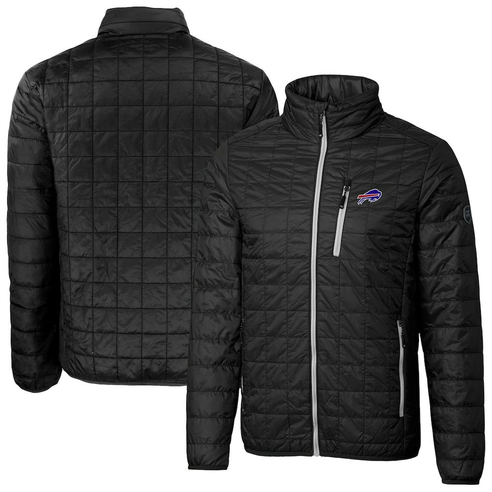 Buffalo Bills Cutter & Buck Big & Tall Rainier PrimaLoft Eco Insulated Full-Zip Hoodie Puffer Jacket Black - NFL