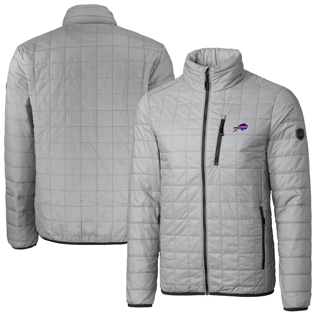 Buffalo Bills Cutter & Buck Big & Tall Rainier PrimaLoft Eco Insulated Full-Zip Hoodie Puffer Jacket Gray - NFL