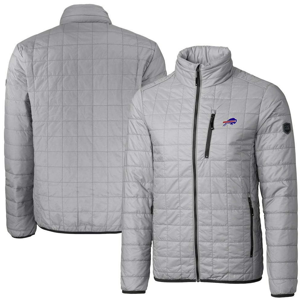 Buffalo Bills Cutter & Buck Big & Tall Rainier PrimaLoft Eco Insulated Full-Zip Hoodie Puffer Jacket Gray - NFL