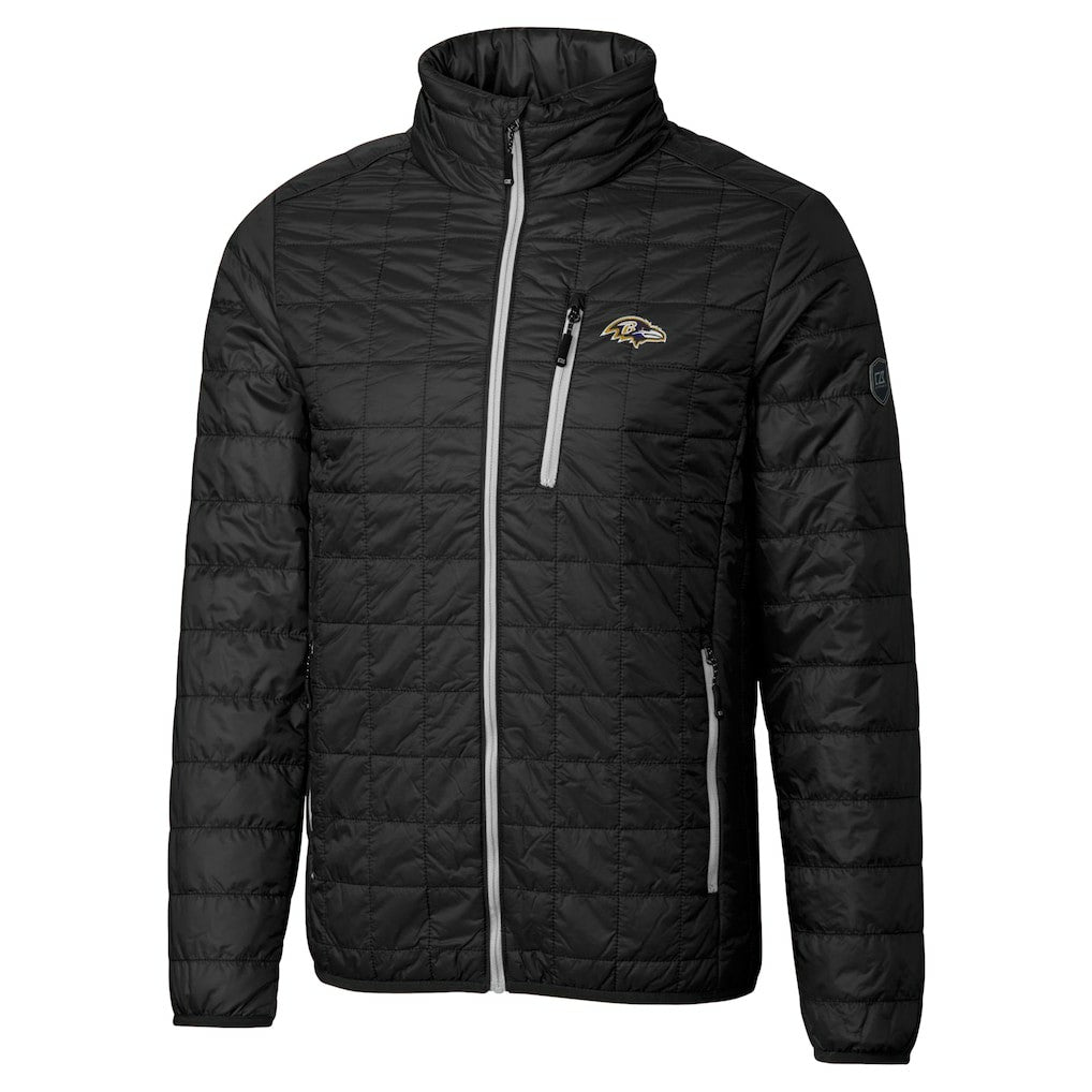 Baltimore Ravens Cutter & Buck Big & Tall Rainier PrimaLoft Eco Insulated Full-Zip Hoodie Puffer Jacket Black - NFL