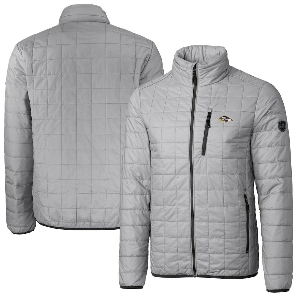 Baltimore Ravens Cutter & Buck Big & Tall Rainier PrimaLoft Eco Insulated Full-Zip Hoodie Puffer Jacket Gray - NFL