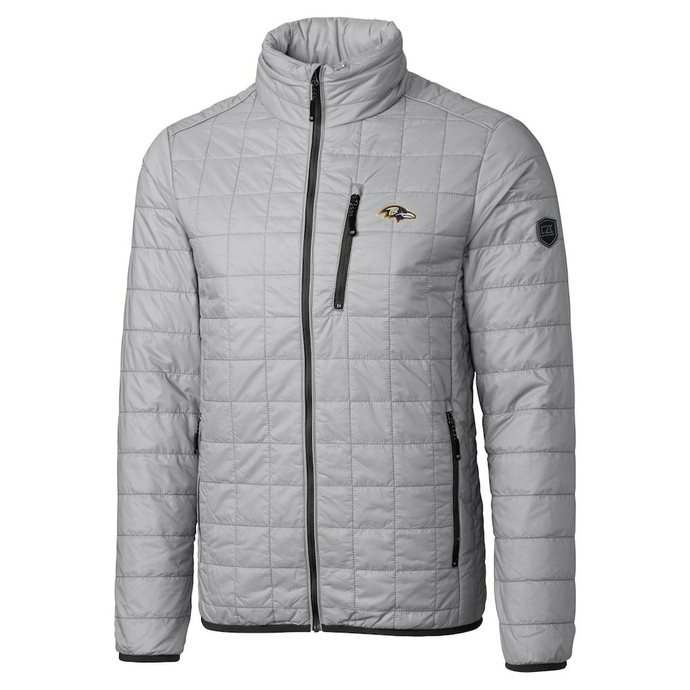 Baltimore Ravens Cutter & Buck Big & Tall Rainier PrimaLoft Eco Insulated Full-Zip Hoodie Puffer Jacket Gray - NFL