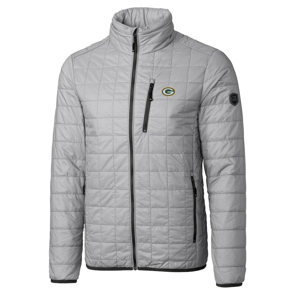 Green Bay Packers Cutter & Buck Big & Tall Rainier PrimaLoft Eco Insulated Full-Zip Hoodie Puffer Jacket Gray - NFL