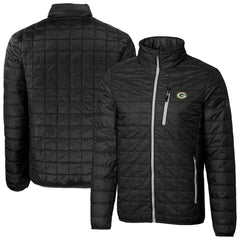 Green Bay Packers Cutter & Buck Big & Tall Rainier PrimaLoft Eco Insulated Full-Zip Hoodie Puffer Jacket Black - NFL