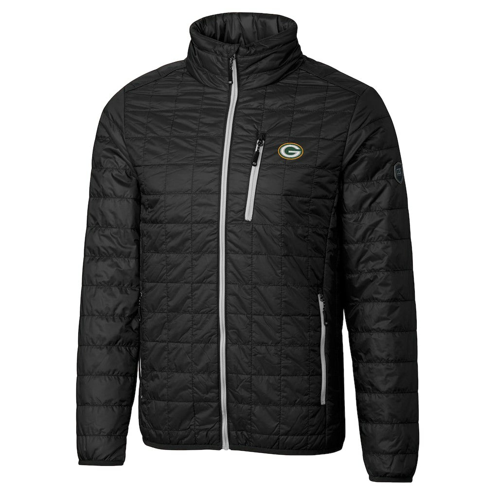 Green Bay Packers Cutter & Buck Big & Tall Rainier PrimaLoft Eco Insulated Full-Zip Hoodie Puffer Jacket Black - NFL