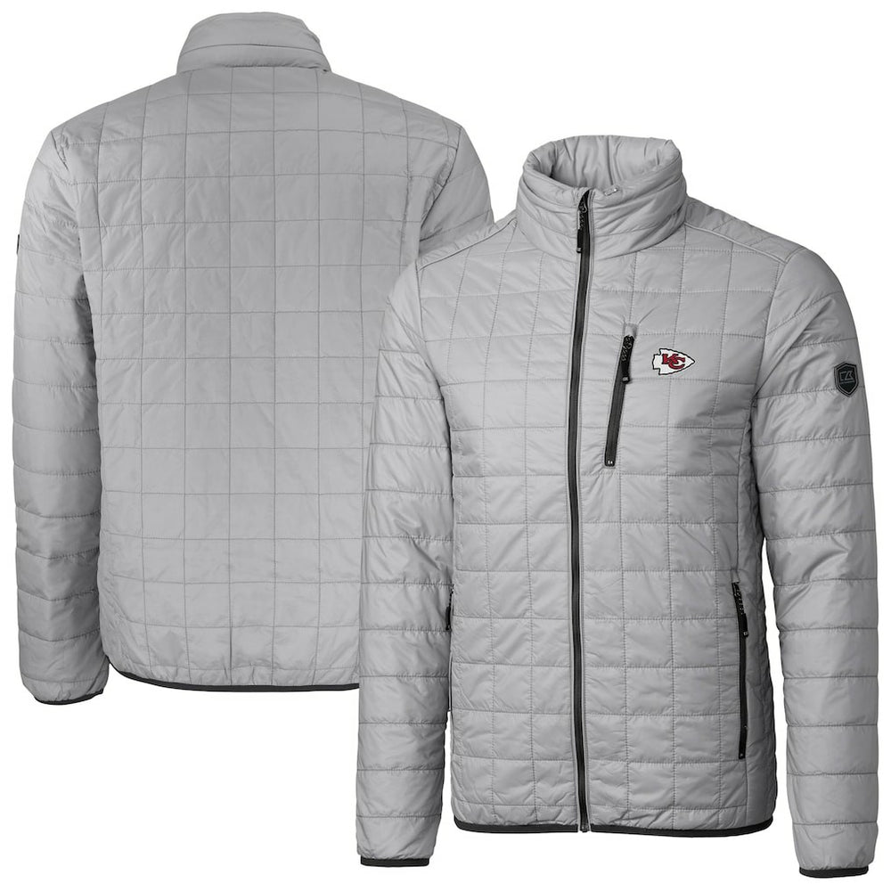 Kansas City Chiefs Cutter & Buck Big & Tall Rainier PrimaLoft Eco Insulated Full-Zip Hoodie Puffer Jacket Gray - NFL