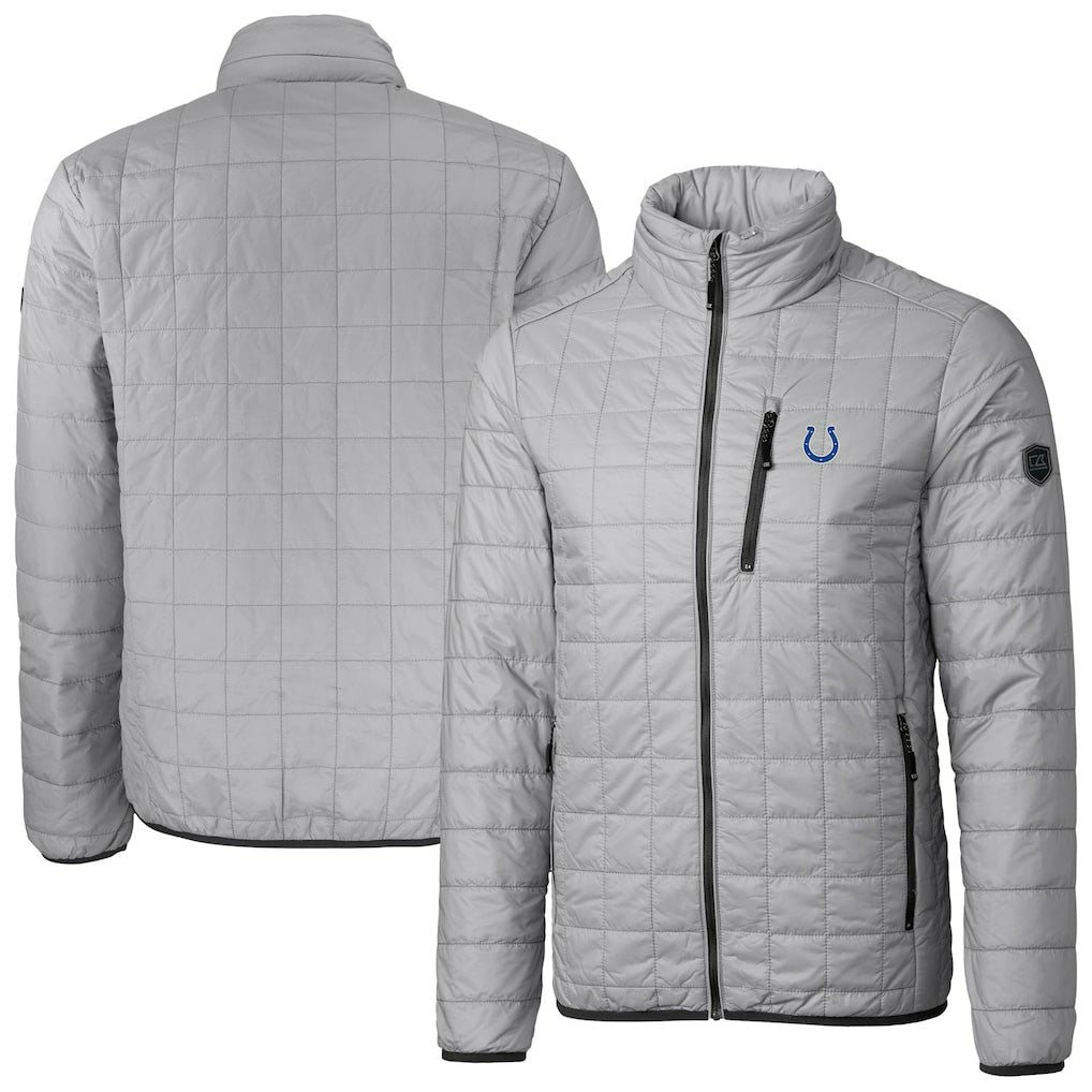 Indianapolis Colts Cutter & Buck Big & Tall Rainier PrimaLoft Eco Insulated Full-Zip Hoodie Puffer Jacket Gray - NFL