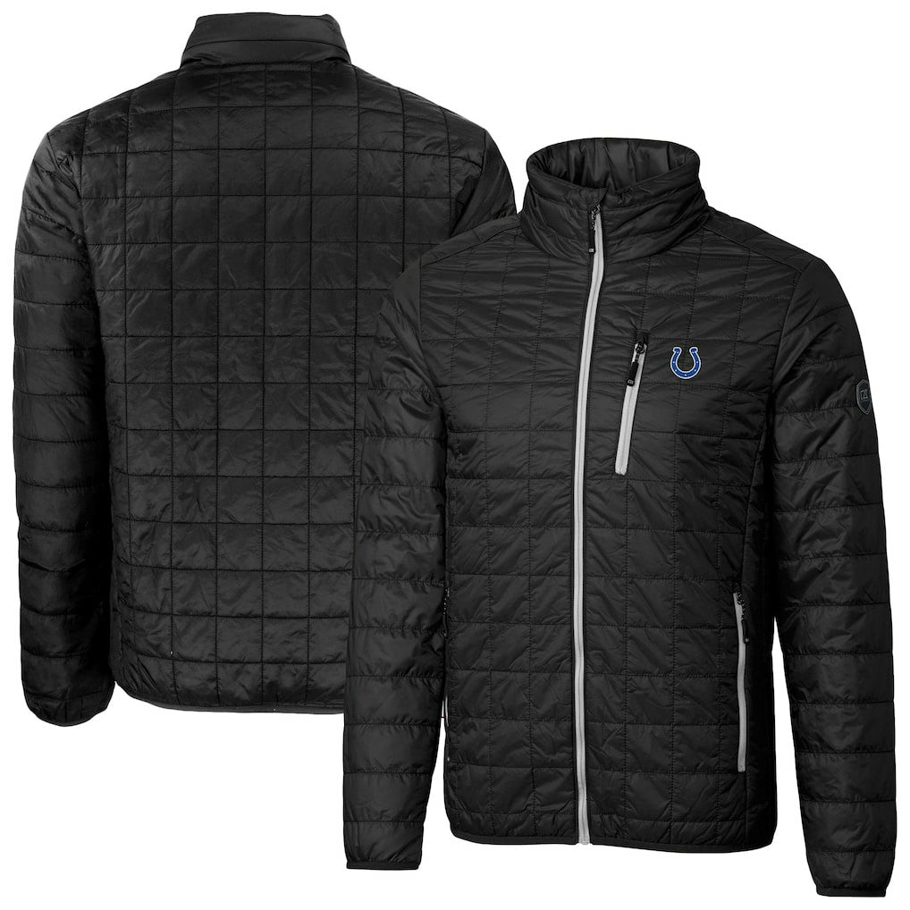 Indianapolis Colts Cutter & Buck Big & Tall Rainier PrimaLoft Eco Insulated Full-Zip Hoodie Puffer Jacket Black - NFL