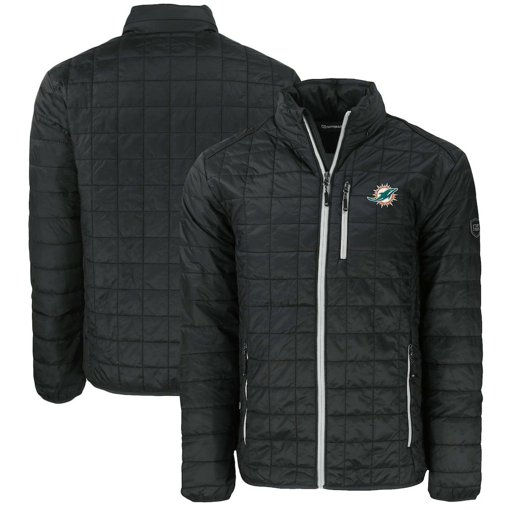 Miami Dolphins Cutter & Buck Big & Tall Rainier PrimaLoft Eco Insulated Full-Zip Puffer Jacket Black - NFL