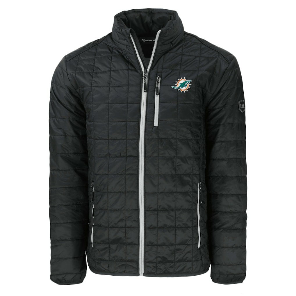 Miami Dolphins Cutter & Buck Big & Tall Rainier PrimaLoft Eco Insulated Full-Zip Puffer Jacket Black - NFL