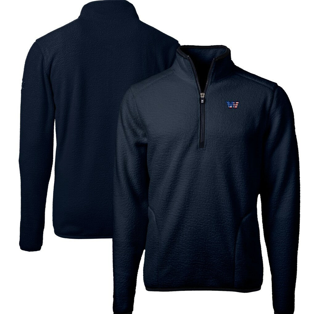Washington Commanders Cutter & Buck Big & Tall Cascade Eco Fleece Quarter-Zip Jacket Navy - NFL