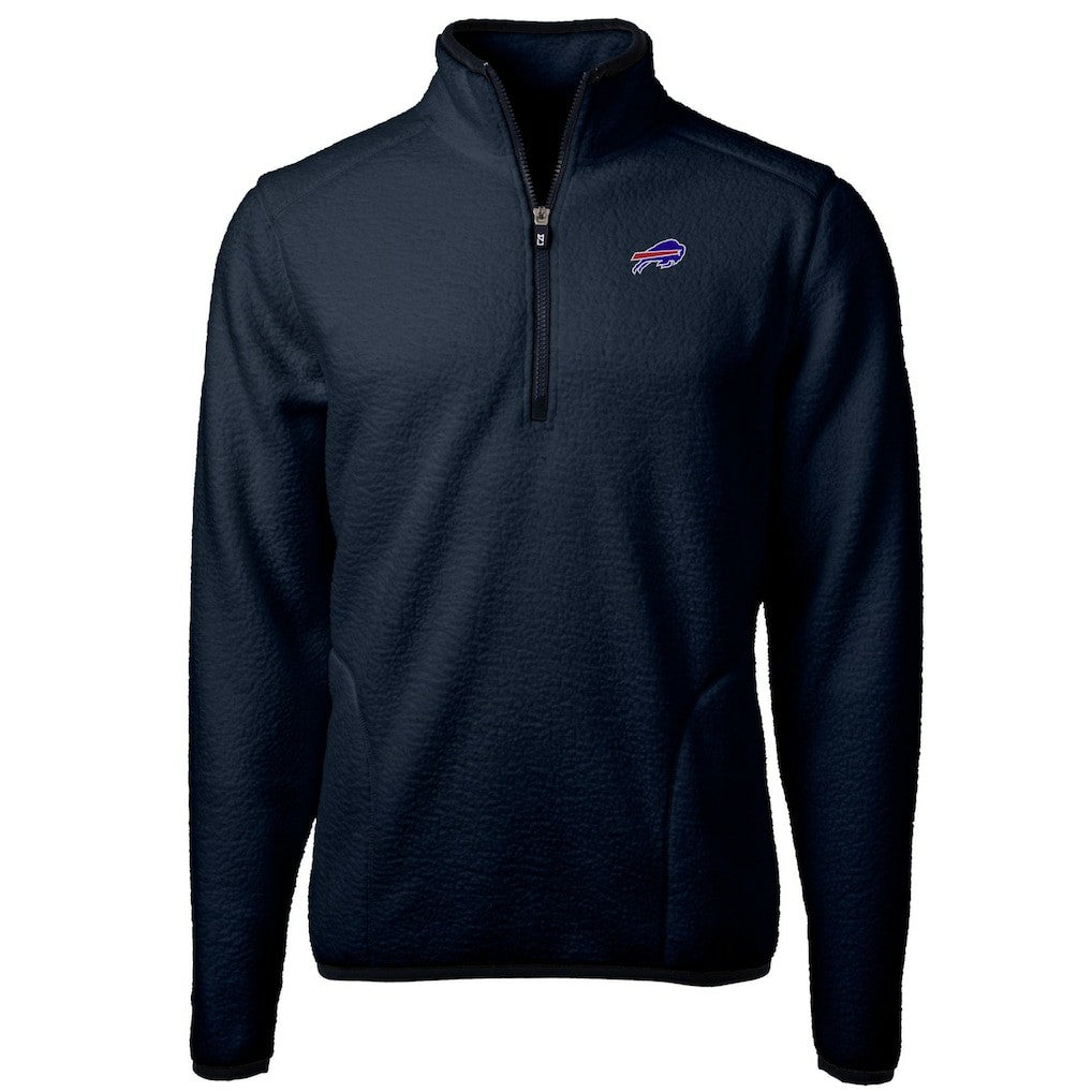 Buffalo Bills Cutter & Buck Big & Tall Cascade Eco Fleece Quarter-Zip Jacket Navy - NFL