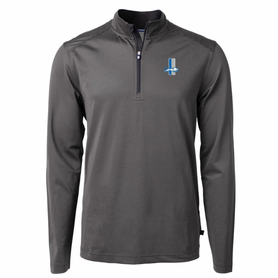Detroit Lions Cutter & Buck Big & Tall Virtue Eco Pique Micro Stripe Tri-Blend Quarter-Zip Jacket Black - NFL