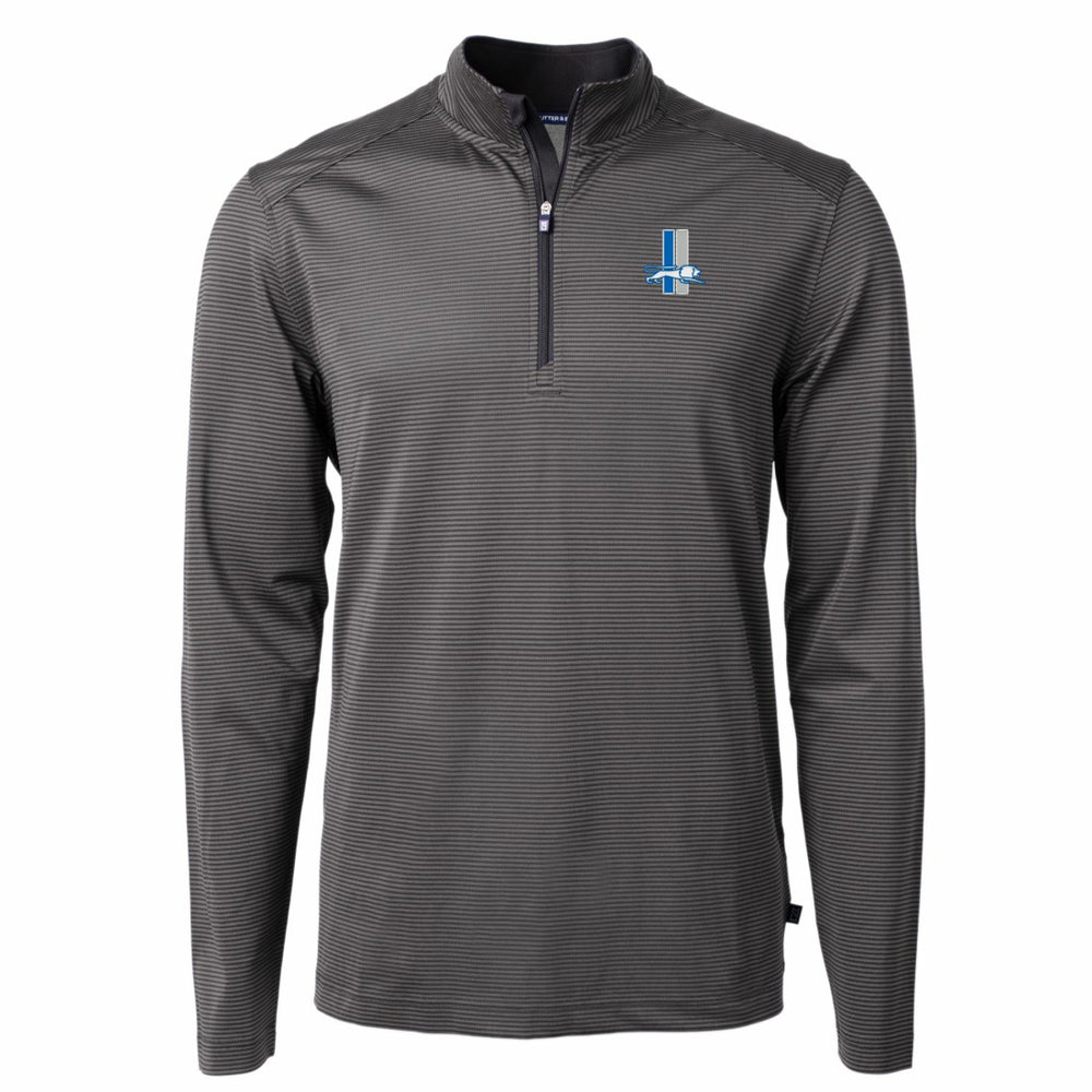 Detroit Lions Cutter & Buck Big & Tall Virtue Eco Pique Micro Stripe Tri-Blend Quarter-Zip Jacket Black - NFL