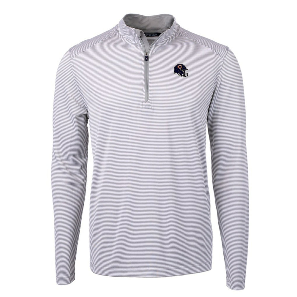 Chicago Bears Cutter & Buck Big & Tall Virtue Eco Pique Micro Stripe Tri-Blend Quarter-Zip Jacket Gray - NFL