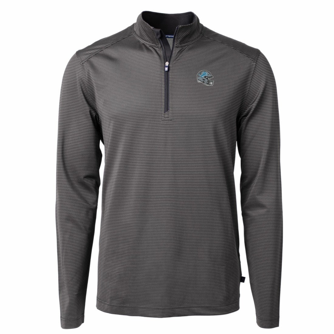 Detroit Lions Cutter & Buck Big & Tall Virtue Eco Pique Micro Stripe Tri-Blend Quarter-Zip Jacket Black - NFL