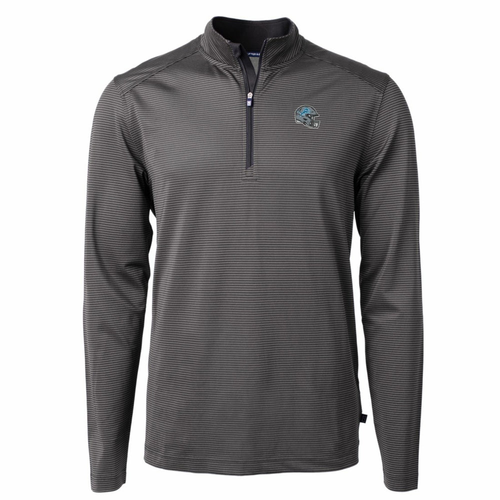 Detroit Lions Cutter & Buck Big & Tall Virtue Eco Pique Micro Stripe Tri-Blend Quarter-Zip Jacket Black - NFL