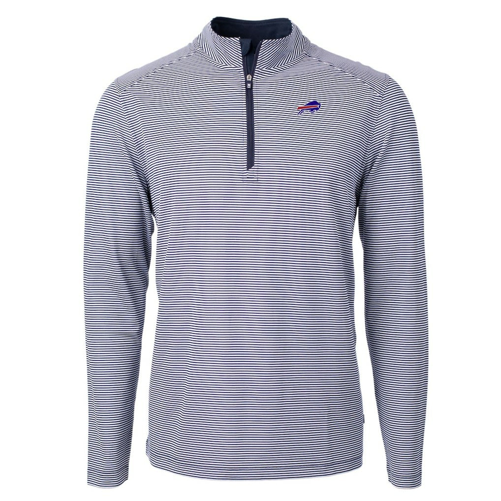 Buffalo Bills Cutter & Buck Big & Tall Virtue Eco Pique Micro Stripe Tri-Blend Quarter-Zip Jacket Navy - NFL