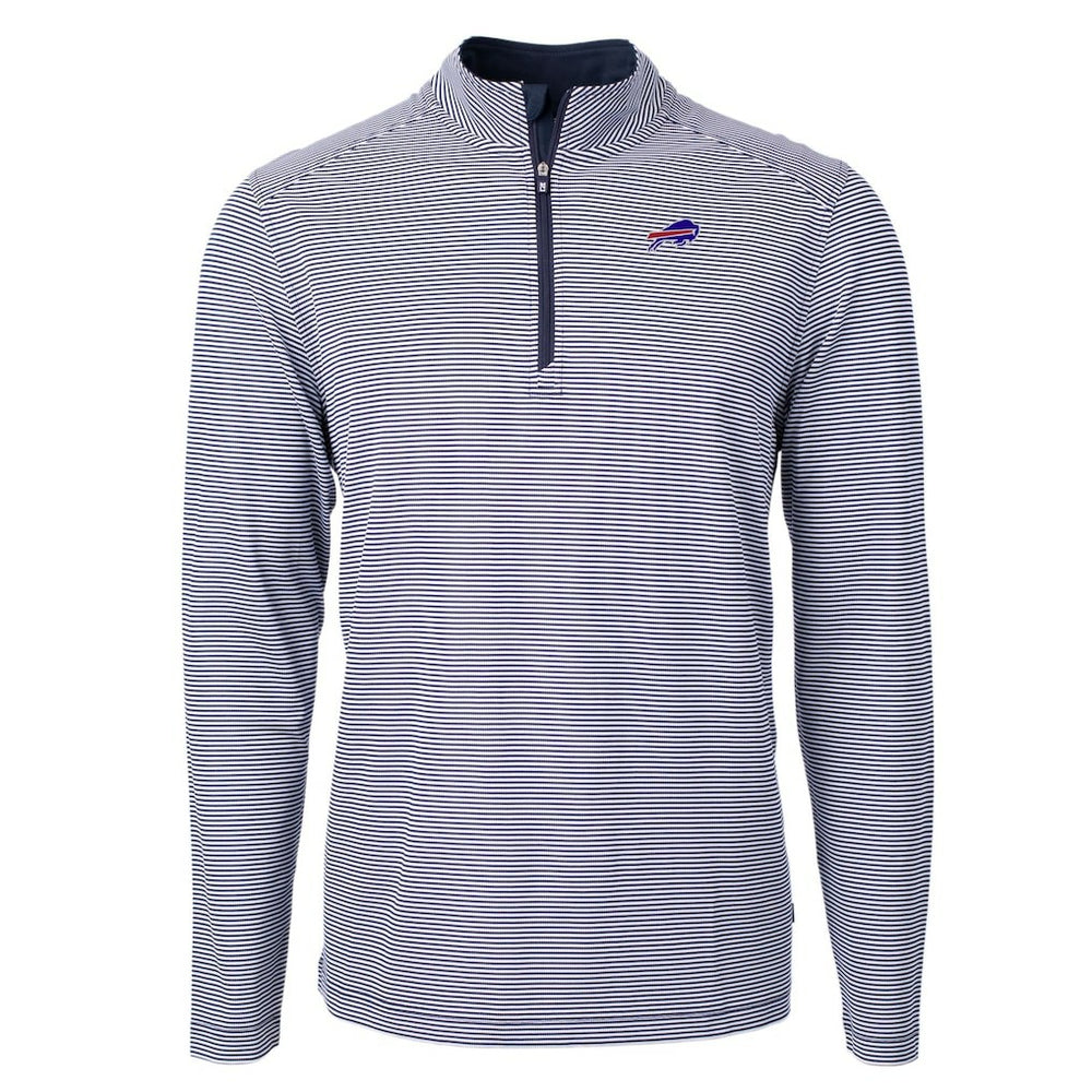 Buffalo Bills Cutter & Buck Big & Tall Virtue Eco Pique Micro Stripe Tri-Blend Quarter-Zip Jacket Navy - NFL