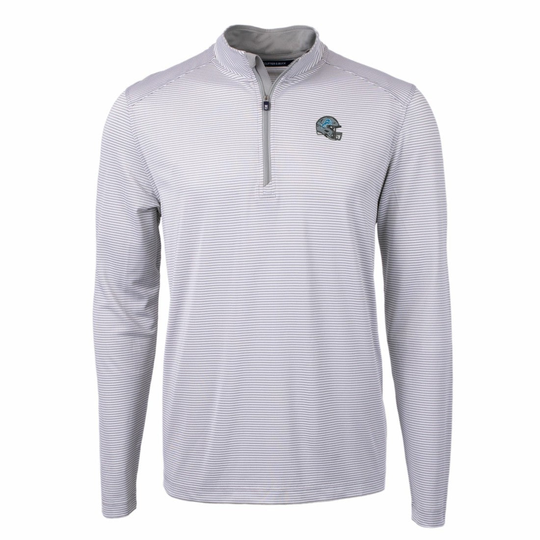 Detroit Lions Cutter & Buck Big & Tall Virtue Eco Pique Micro Stripe Tri-Blend Quarter-Zip Jacket Gray - NFL