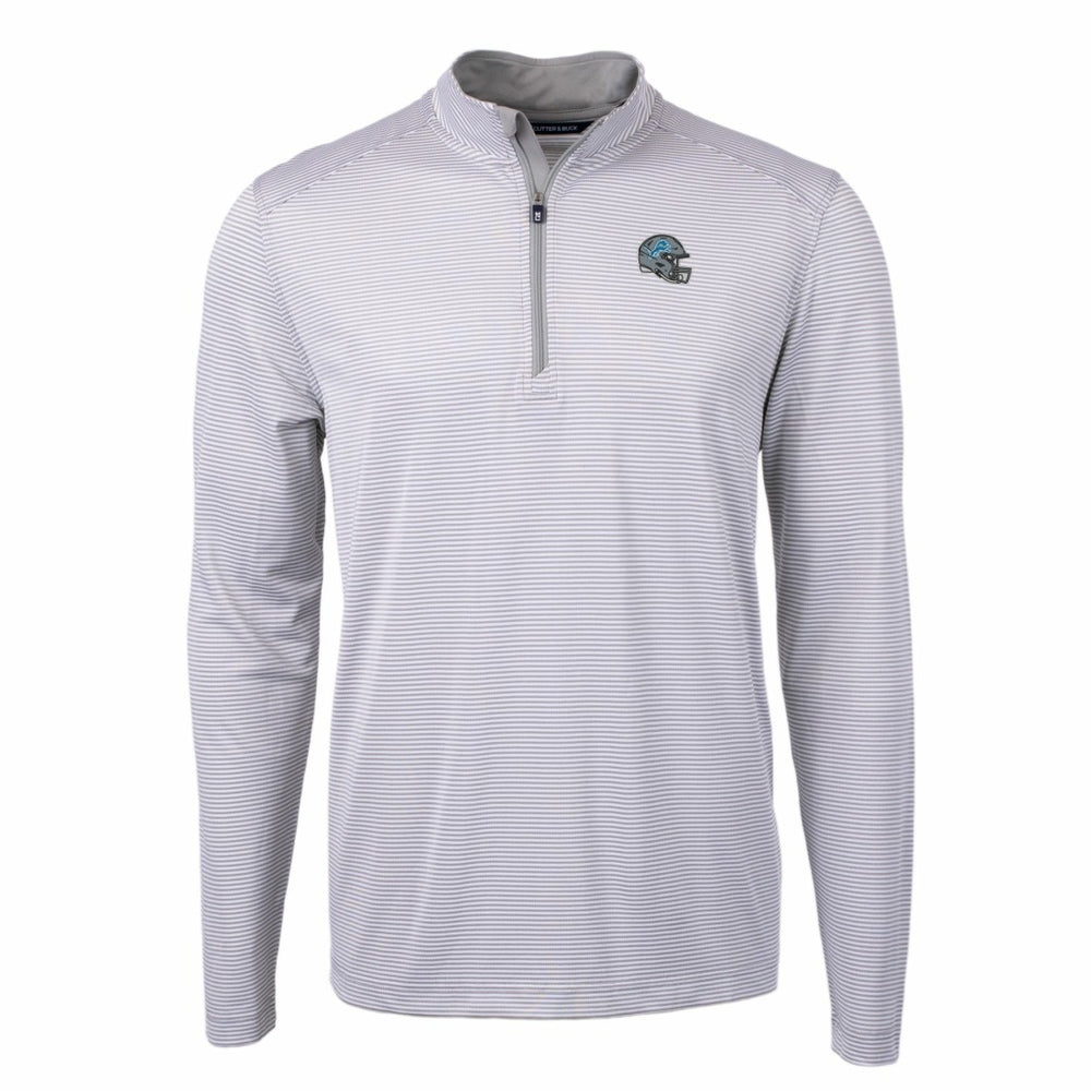 Detroit Lions Cutter & Buck Big & Tall Virtue Eco Pique Micro Stripe Tri-Blend Quarter-Zip Jacket Gray - NFL