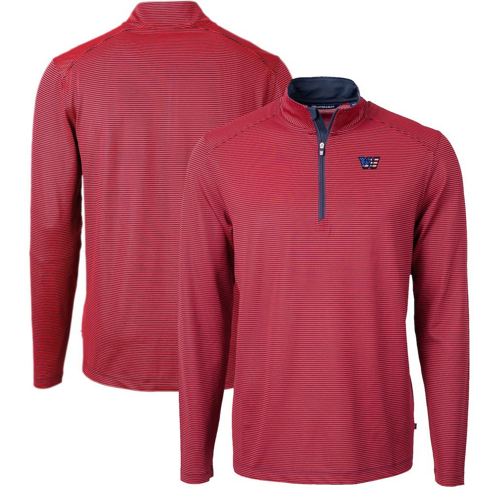 Washington Commanders Cutter & Buck Big & Tall Americana Virtue Eco Pique Micro Stripe Tri-Blend Quarter-Zip Jacket Red - NFL