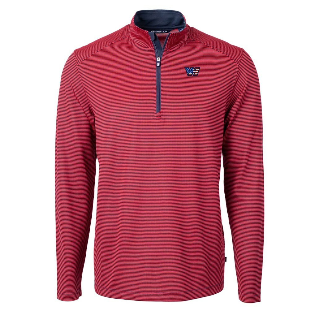 Washington Commanders Cutter & Buck Big & Tall Americana Virtue Eco Pique Micro Stripe Tri-Blend Quarter-Zip Jacket Red - NFL