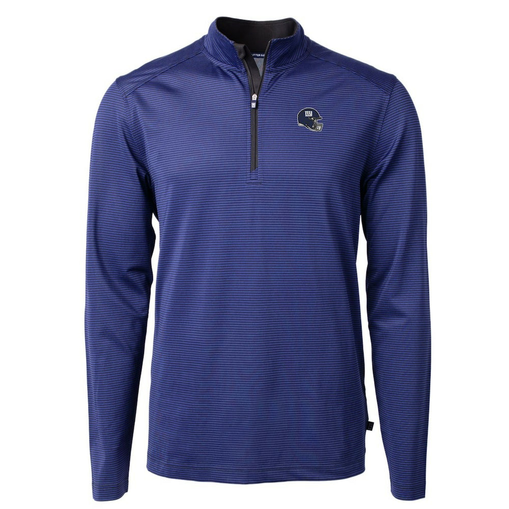New York Giants Cutter & Buck Big & Tall Virtue Eco Pique Micro Stripe Tri-Blend Quarter-Zip Jacket Royal - NFL