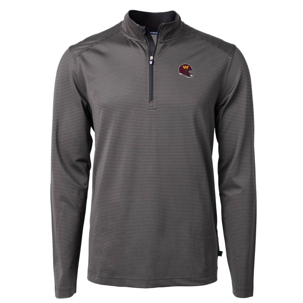 Washington Commanders Cutter & Buck Big & Tall Virtue Eco Pique Micro Stripe Tri-Blend Quarter-Zip Jacket Black - NFL